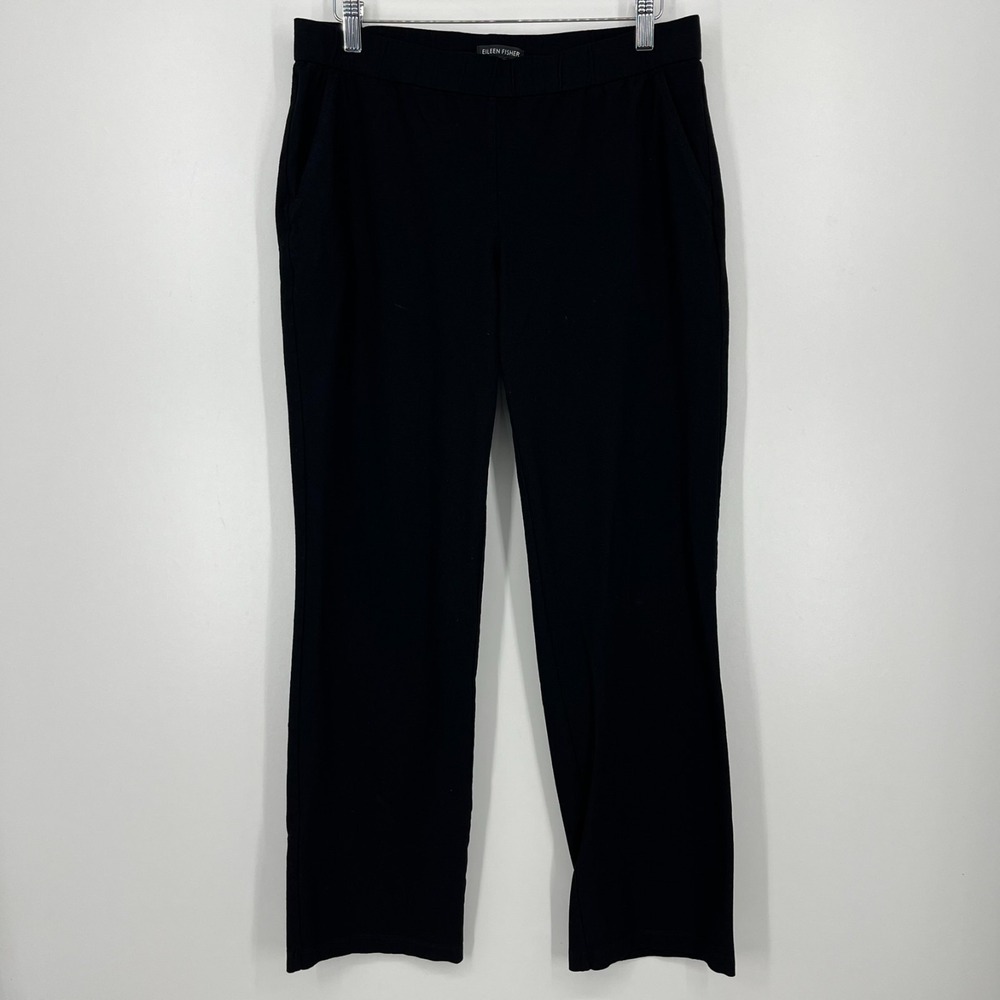 Eileen Fisher Pants Women's Size M Black Made in USA‎ Viscose Blend Solid